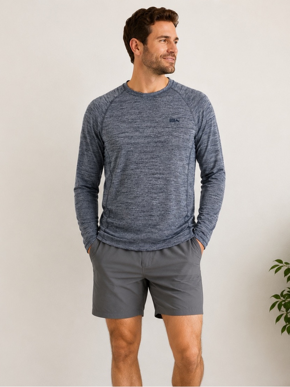 Eddie Bauer UPF Rash Guard Men’s Medium Blue Long Sleeve Sun Protection